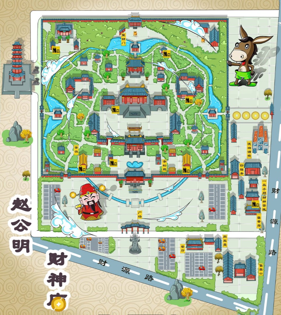 阳春寺庙类手绘地图